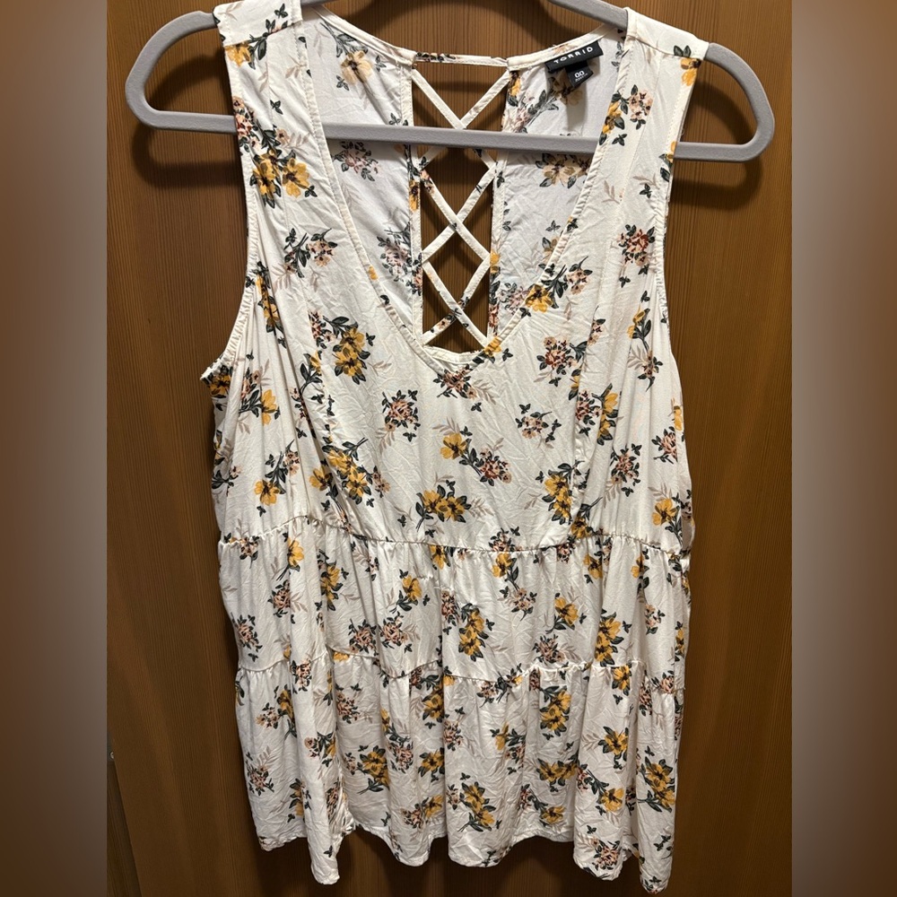 Torrid Floral Print top with Strappy Detail